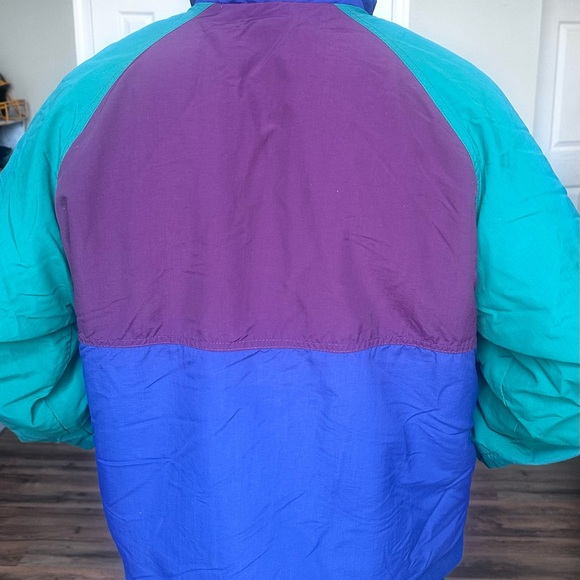 Vintage 90’s Lands End Men's Color Block Windbreaker w/ Fleece Lining Size M - Picture 4 of 9